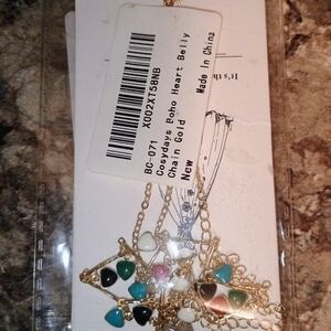 Gold Multicolor Boho Heart Belly Chain Gold New In Pack